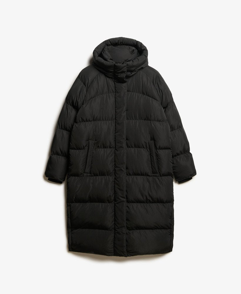 Superdry Longline Hooded Duvet Coat Black